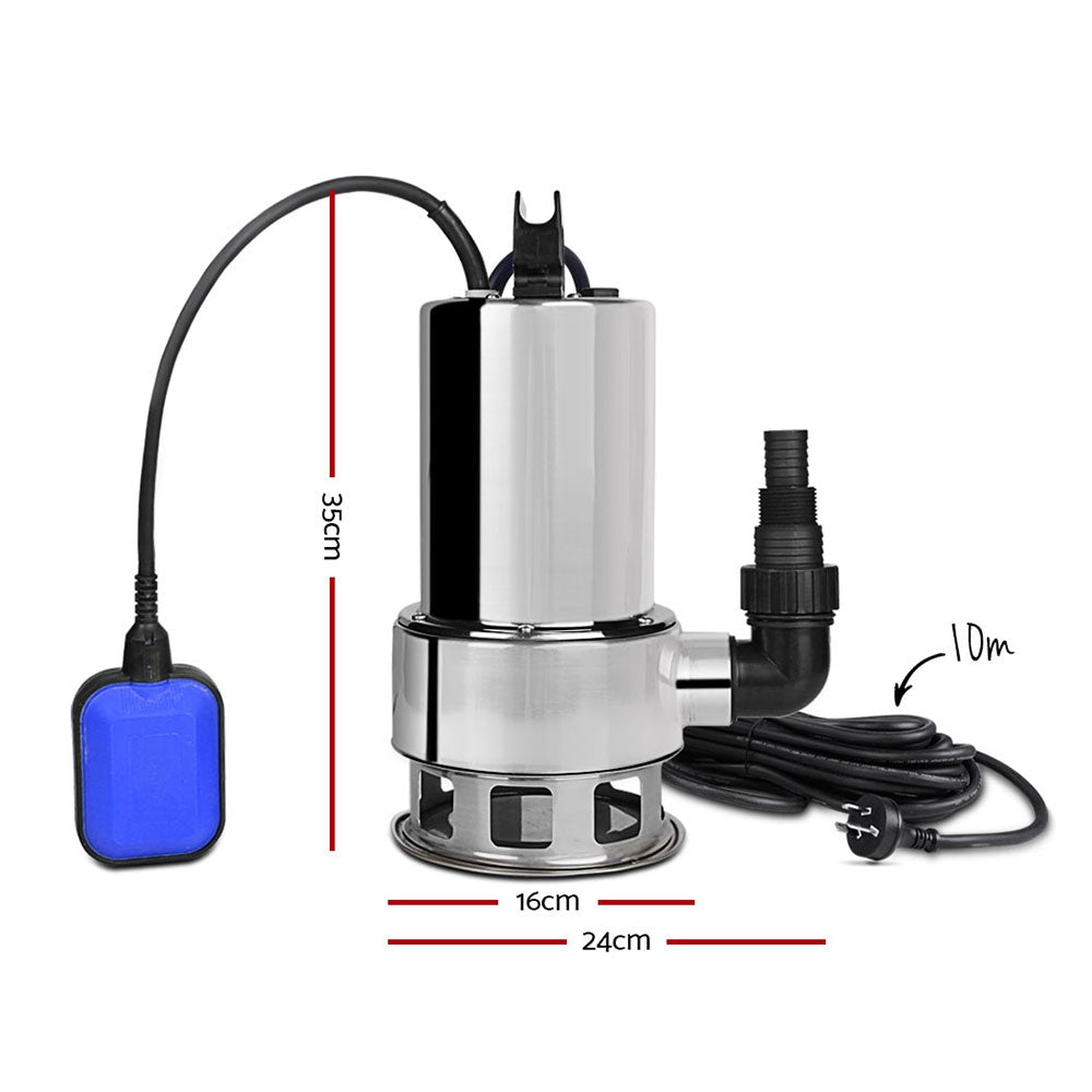 Giantz 1800W Submersible Dirty Water Pump Bore Tank Well Steel Automatic Clean - 0