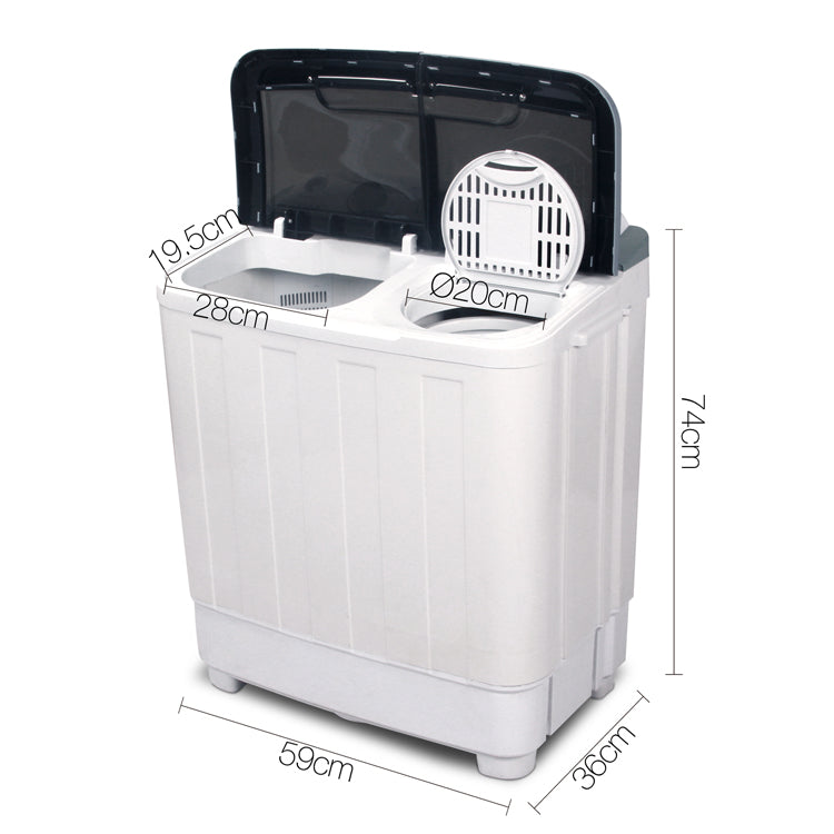 Devanti Portable Washing Machine Twin Tub 5KG White - 0