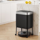 Cefito 40L Press Top Trash Can Kitchen Rubbish Bin Moblie Stainless Steel Black-1