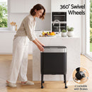 Cefito 40L Press Top Trash Can Kitchen Rubbish Bin Moblie Stainless Steel Black-6