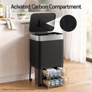Cefito 40L Press Top Trash Can Kitchen Rubbish Bin Moblie Stainless Steel Black-7