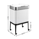 Cefito 40L Press Top Trash Can Kitchen Rubbish Bin Moblie Stainless Steel White-3