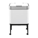 Cefito 40L Press Top Trash Can Kitchen Rubbish Bin Moblie Stainless Steel White-4