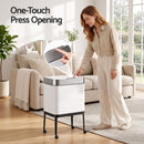 Cefito 40L Press Top Trash Can Kitchen Rubbish Bin Moblie Stainless Steel White-5