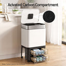 Cefito 40L Press Top Trash Can Kitchen Rubbish Bin Moblie Stainless Steel White-7