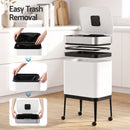 Cefito 40L Press Top Trash Can Kitchen Rubbish Bin Moblie Stainless Steel White-8