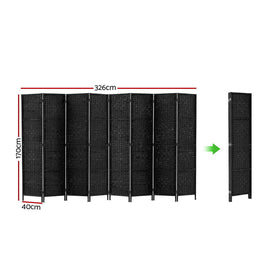 Artiss 8 Panel Room Divider Screen Privacy Timber Foldable Dividers Stand Black - 0
