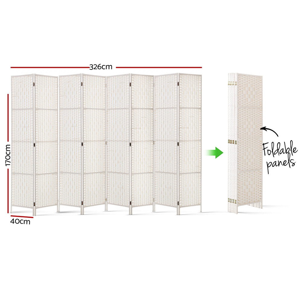 Artiss 8 Panel Room Divider Screen Privacy Timber Foldable Dividers Stand White - 0