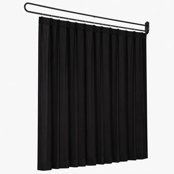 Artiss Room Divider Wall Mounted Hanging Curtain Partition Screen Black 200x220cm - 0