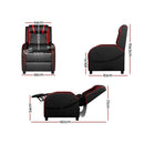 Artiss Recliner Chair Gaming Chair Leather Black Serik-3