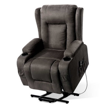 Artiss Recliner Chair Lift Assist Heated Massage Chair Velvet Rukwa - 0