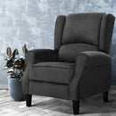 Artiss Recliner Chair Adjustable Sofa Lounge Soft Suede Armchair Couch Charcoal-1