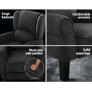 Artiss Recliner Chair Adjustable Sofa Lounge Soft Suede Armchair Couch Charcoal-6