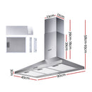 Devanti 900mm Range Hood 90cm Rangehood Stainless Steel-2