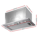 Devanti 520mm Range Hood 52cm Rangehood Stainless Steel-2