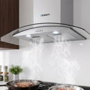 Devanti 900mm Range Hood 90cm Rangehood Glass Canopy-1