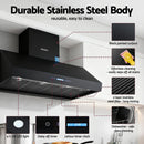 Devanti 1200mm Commercial BBQ Range Hood Dual Motor W/ Remote Control Black-8