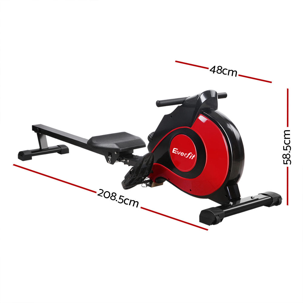 Everfit Rowing Machine Rower Magnetic Resistance Exercise Gym Home Cardio Red - 0