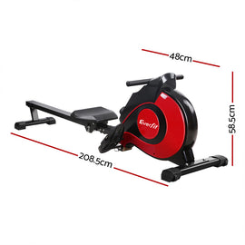 Everfit Rowing Machine Rower Magnetic Resistance Exercise Gym Home Cardio Red - 0