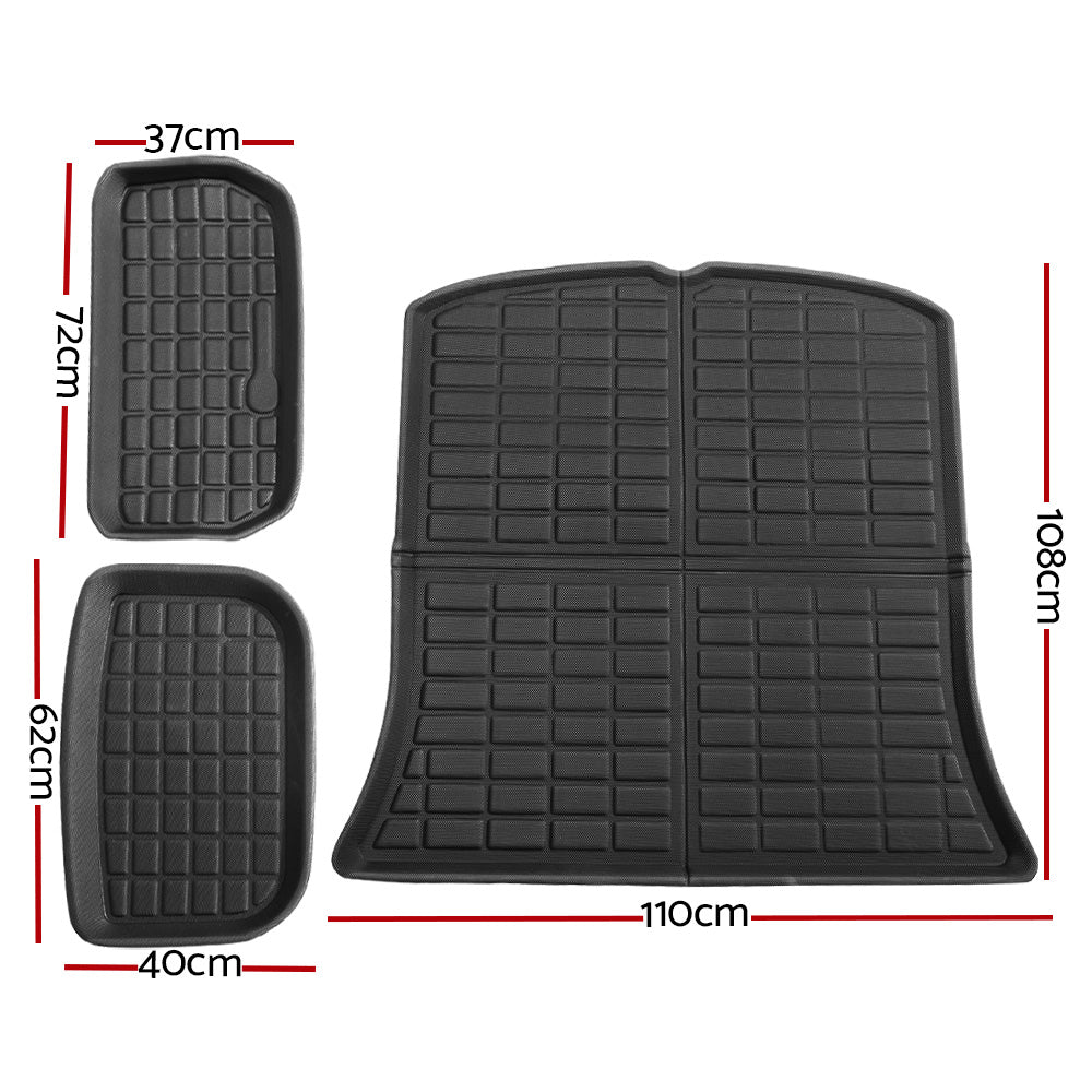 Tesla Model Y 2021-2024 Rear Well Front Cargo Trunk Toolbox Boot Liner Floor Mat - 0