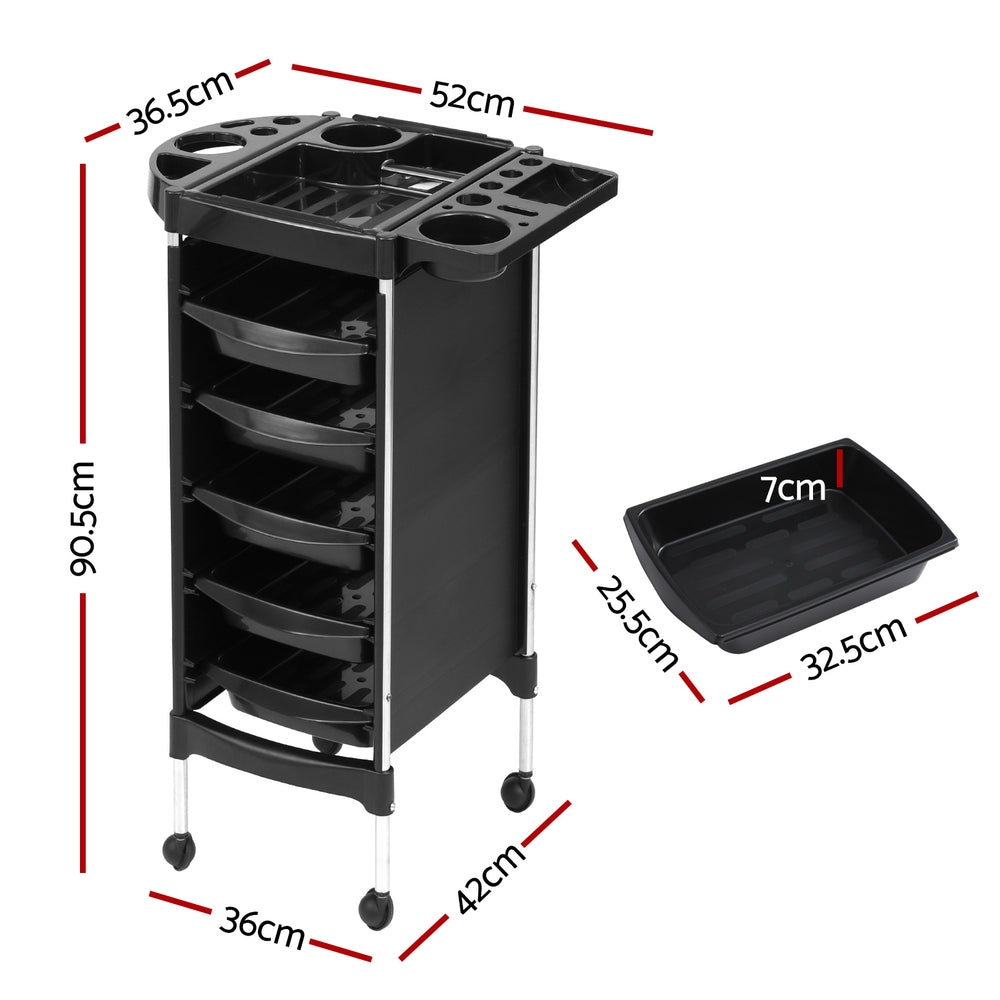 Embellir Salon Trolley Cart Spa Beauty Rolling Tray Hairdressing Storage 6 Tiers - 0