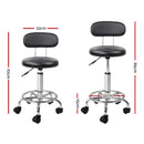 Artiss 2x Salon Stool Swivel Chair Backrest Black-2