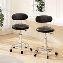 Artiss 2x Salon Stool Swivel Chair Backrest Black-7