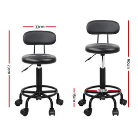 Artiss 2x Salon Stool Swivel Chair Backrest - 0