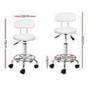 Artiss 2x Salon Stool Swivel Chair Backrest White-2