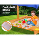 Keezi Kids Sandpit Wooden Sandbox Sand Pit with Canopy Water Basin Toys 103cm-6