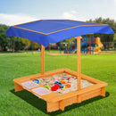 Keezi Kids Sandpit Wooden Sandbox Sand Pit with Canopy Water Basin Toys 103cm-7