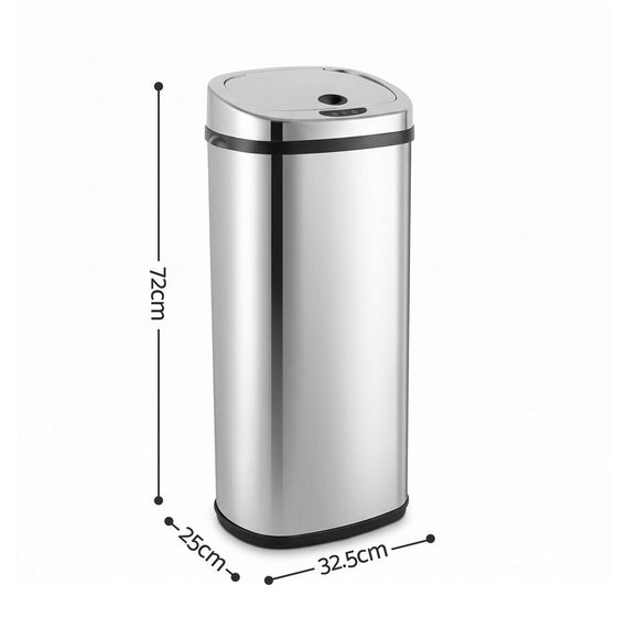 Devanti 50L Motion Sensor Bin Rubbish Automatic Silver