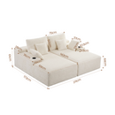 Artiss Double Chaise Lounge Sofa 2-Seater Modular Sofa Lounge Chair Couch Beige-1