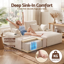 Artiss Double Chaise Lounge Sofa 2-Seater Modular Sofa Lounge Chair Couch Beige-3