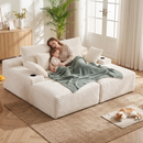 Artiss Double Chaise Lounge Sofa 2-Seater Modular Sofa Lounge Chair Couch Beige-5