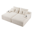Artiss Double Chaise Lounge Sofa 2-Seater Modular Sofa Lounge Chair Couch Beige-7