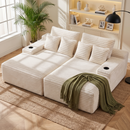 Artiss Double Chaise Lounge Sofa 2-Seater Modular Sofa Lounge Chair Couch Beige-9