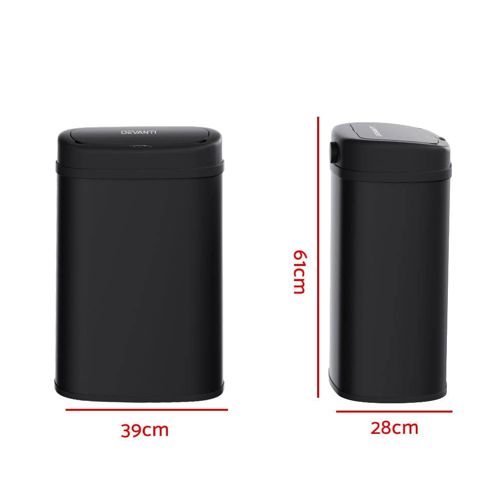 Devanti 50L Sensor Bin Motion Rubbish Automatic Black - 0