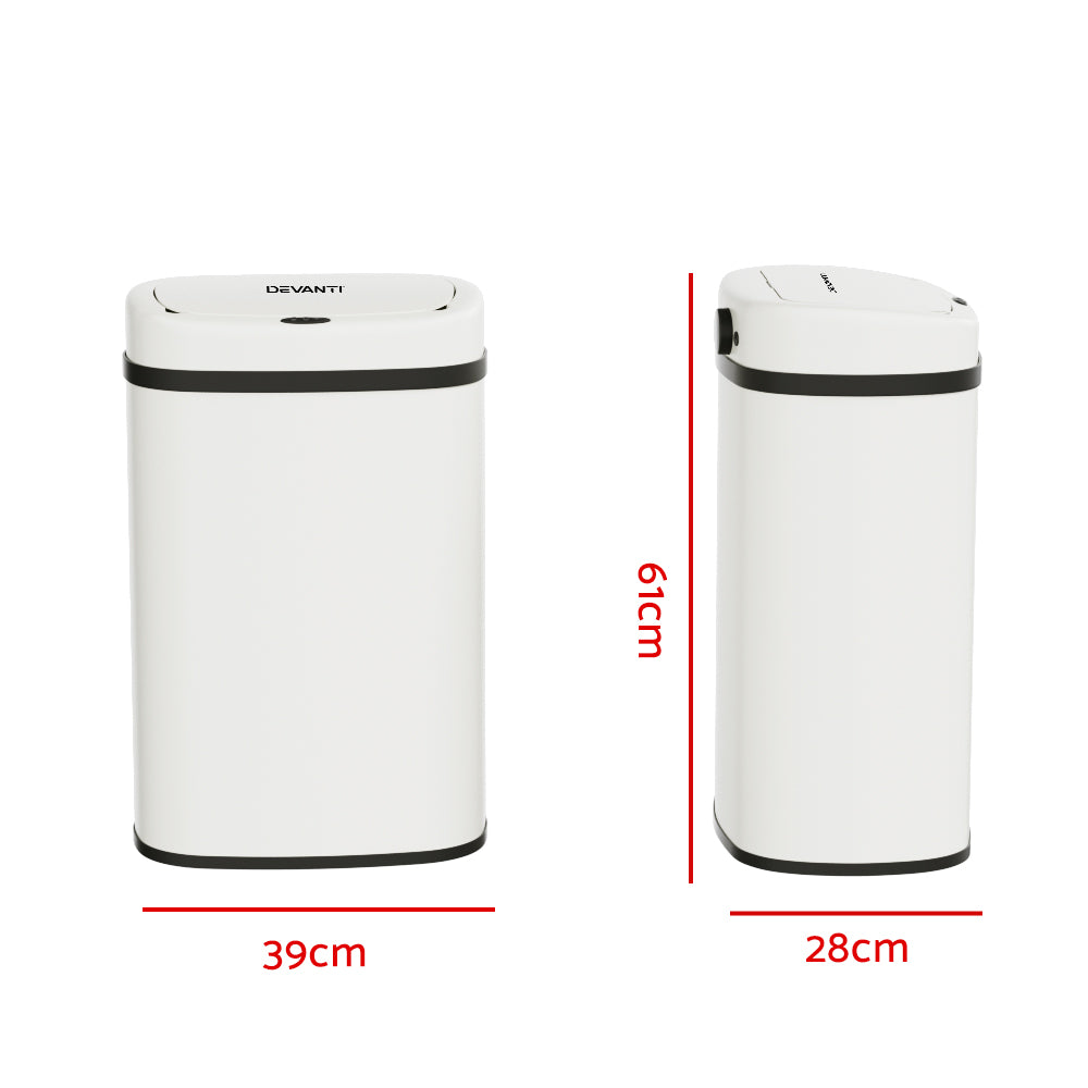 Devanti 50L Sensor Bin Motion Rubbish Automatic White - 0