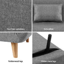 Artiss Sofa Bed Convertible Couch Recliner Lounge Chair Linen Grey-6