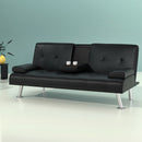 Artiss Sofa Bed 168CM Black PU Leather-7