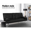 Artiss Sofa Bed 168CM Black PU Leather-4