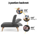 Artiss 2x Sofa Bed Couch Single Seater Fabric Grey-5