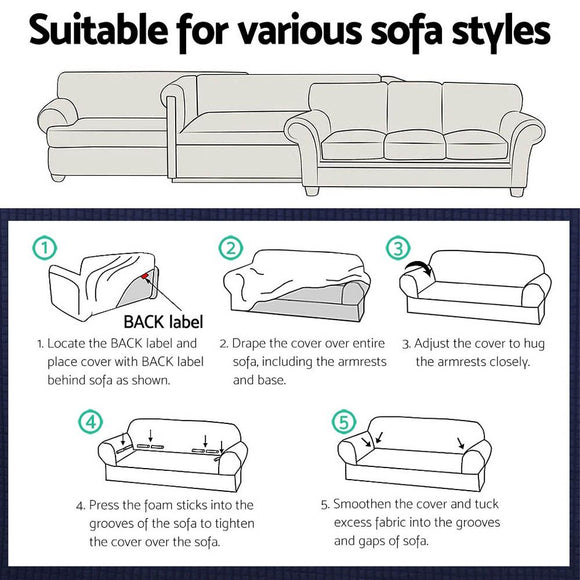 Artiss Sofa Cover Couch Covers 3 Seater High Stretch Grey