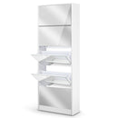 Artiss Shoe Rack Cabinet Mirror 25 Pairs White-3