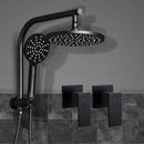 Cefito 9'' Rain Shower Head Set Handheld Round High Pressure Twins Tap Black-1
