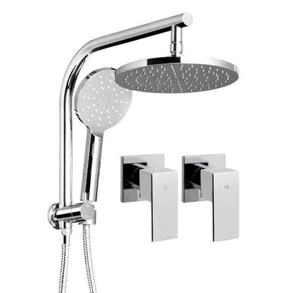 Cefito 9'' Rain Shower Head Set Handheld Round High Pressure Twins Tap�Chrome