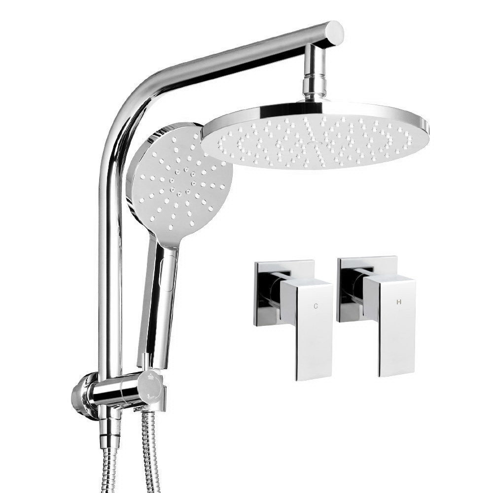 Cefito 9'' Rain Shower Head Set Handheld Round High Pressure Twins Tap�Chrome