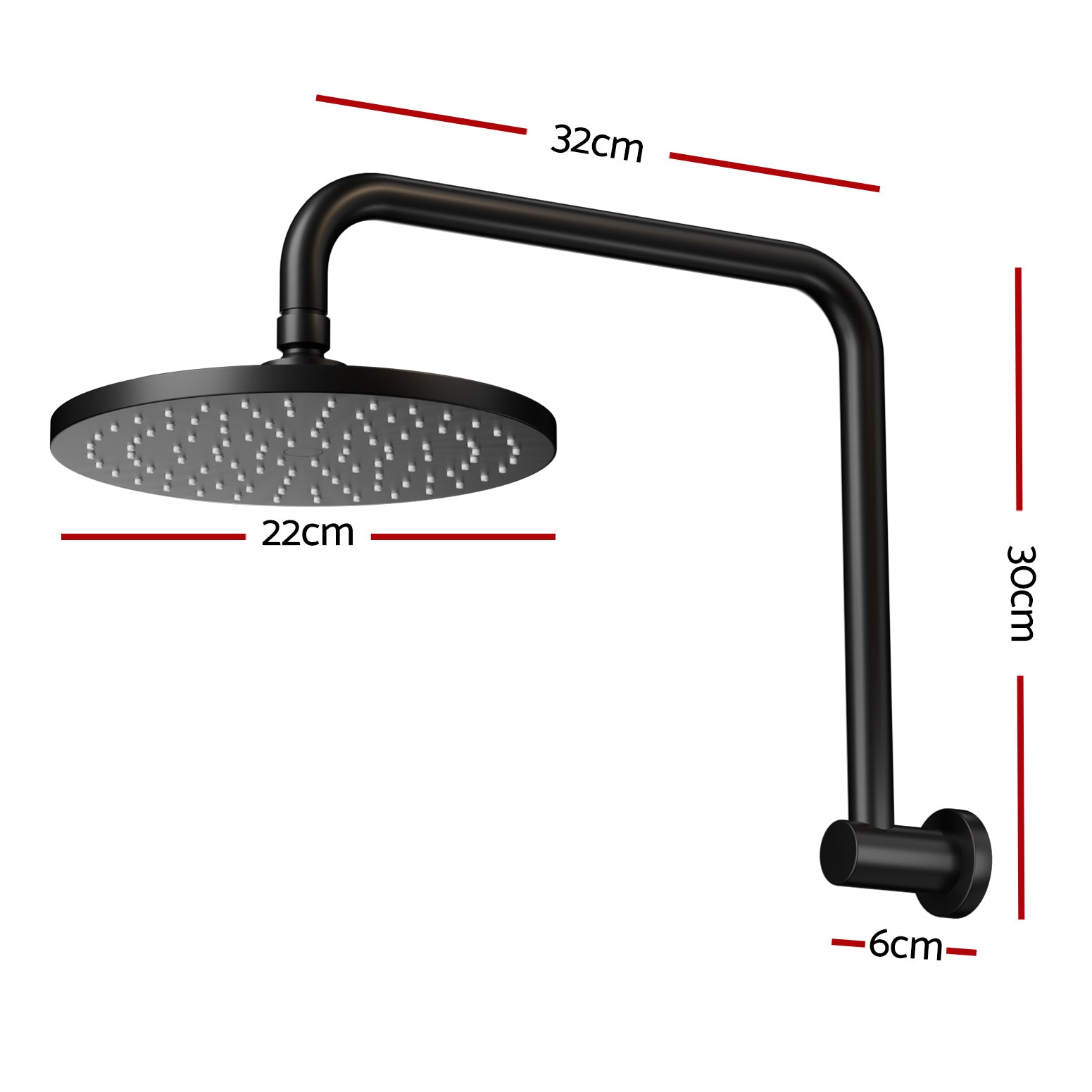 9'' Rain Shower Head Overhead High-pressure Swivel Black - 0