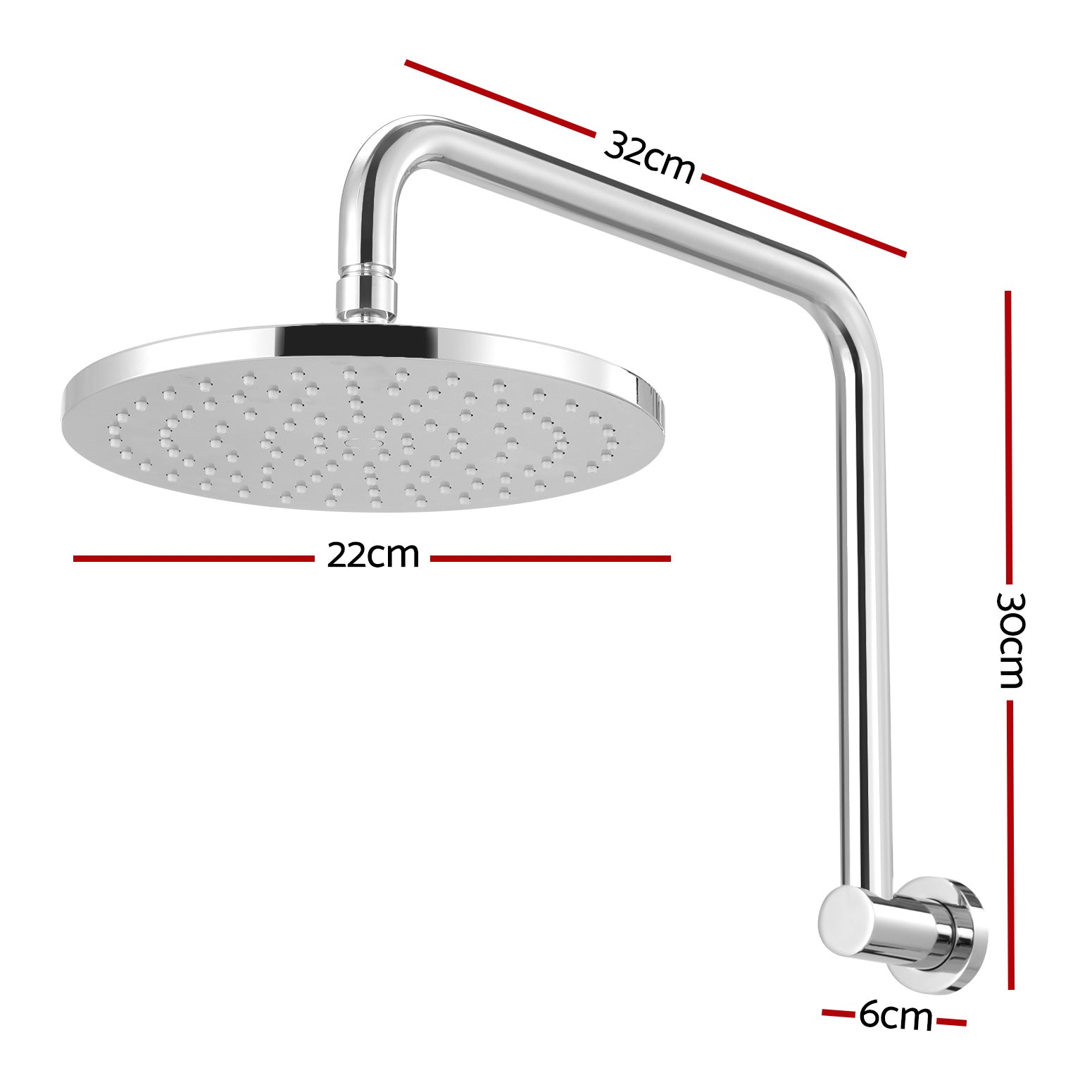 9'' Rain Shower Head Overhead High-pressure Swivel Chrome - 0